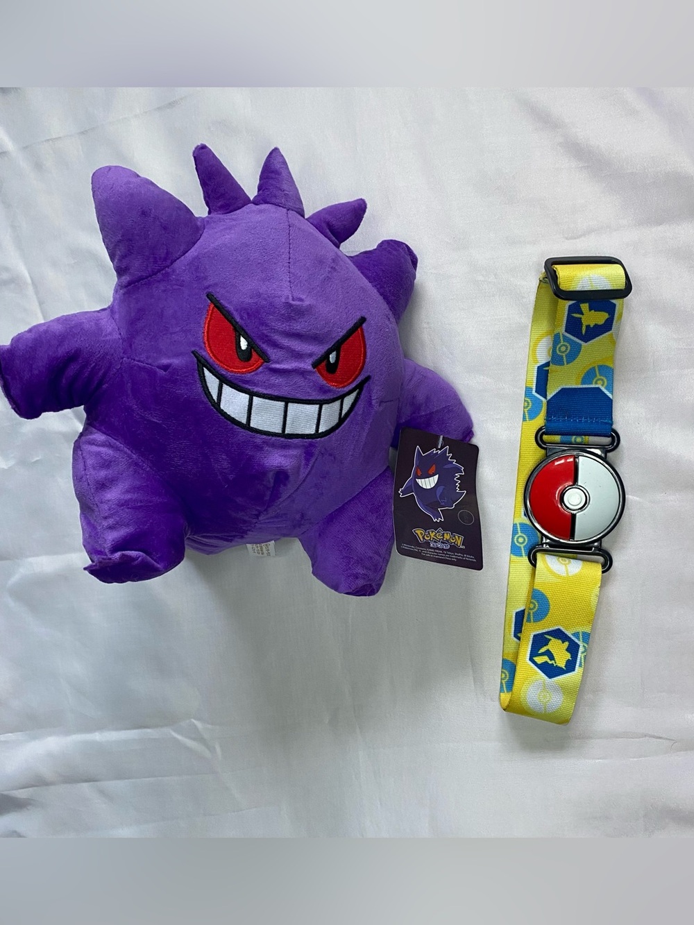 Pokemon Gengar Purple Plush with Yellow Poké Ball Belt